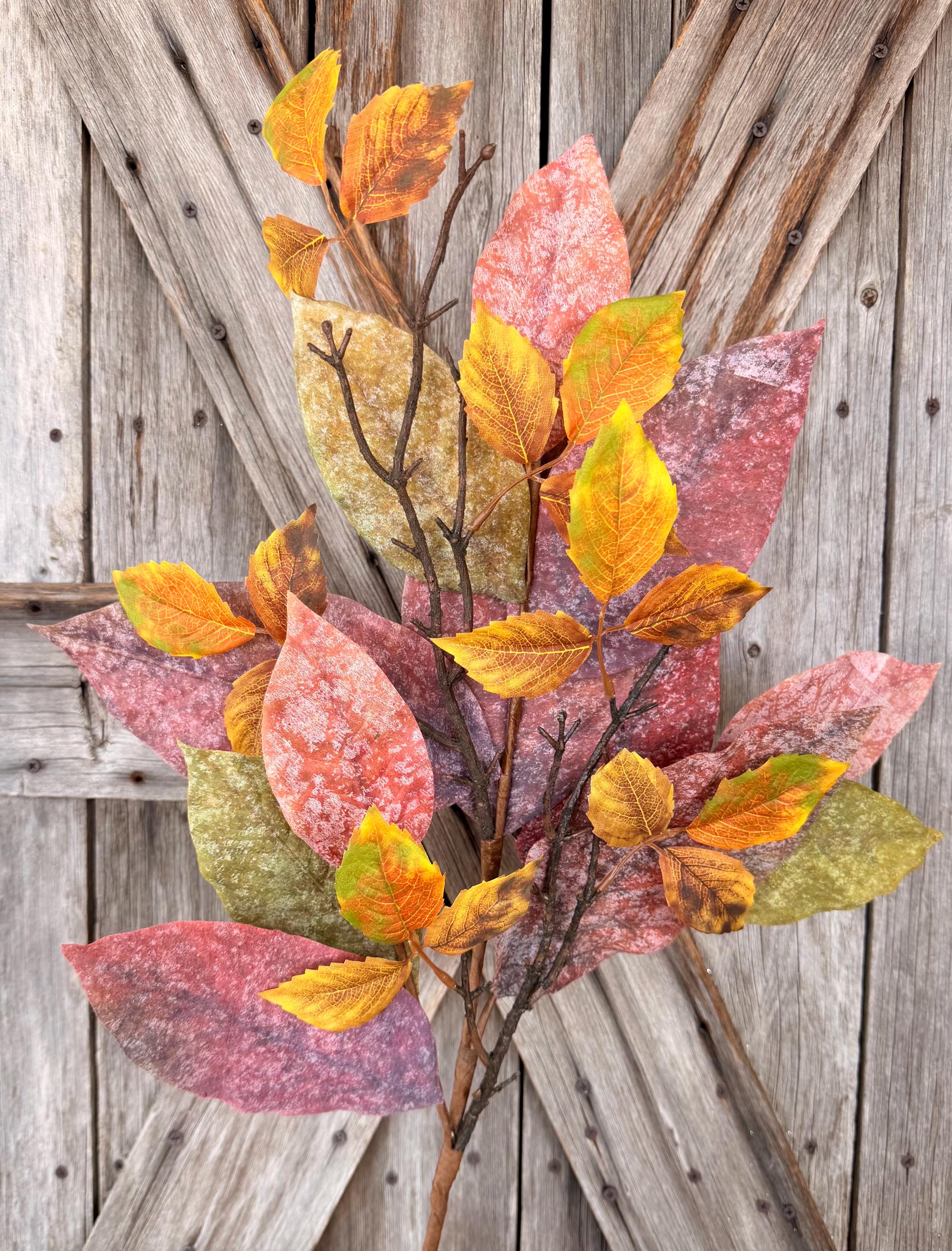 Large Colorful Autumn Leaf Twig Spray, Wreath Supply, Floral