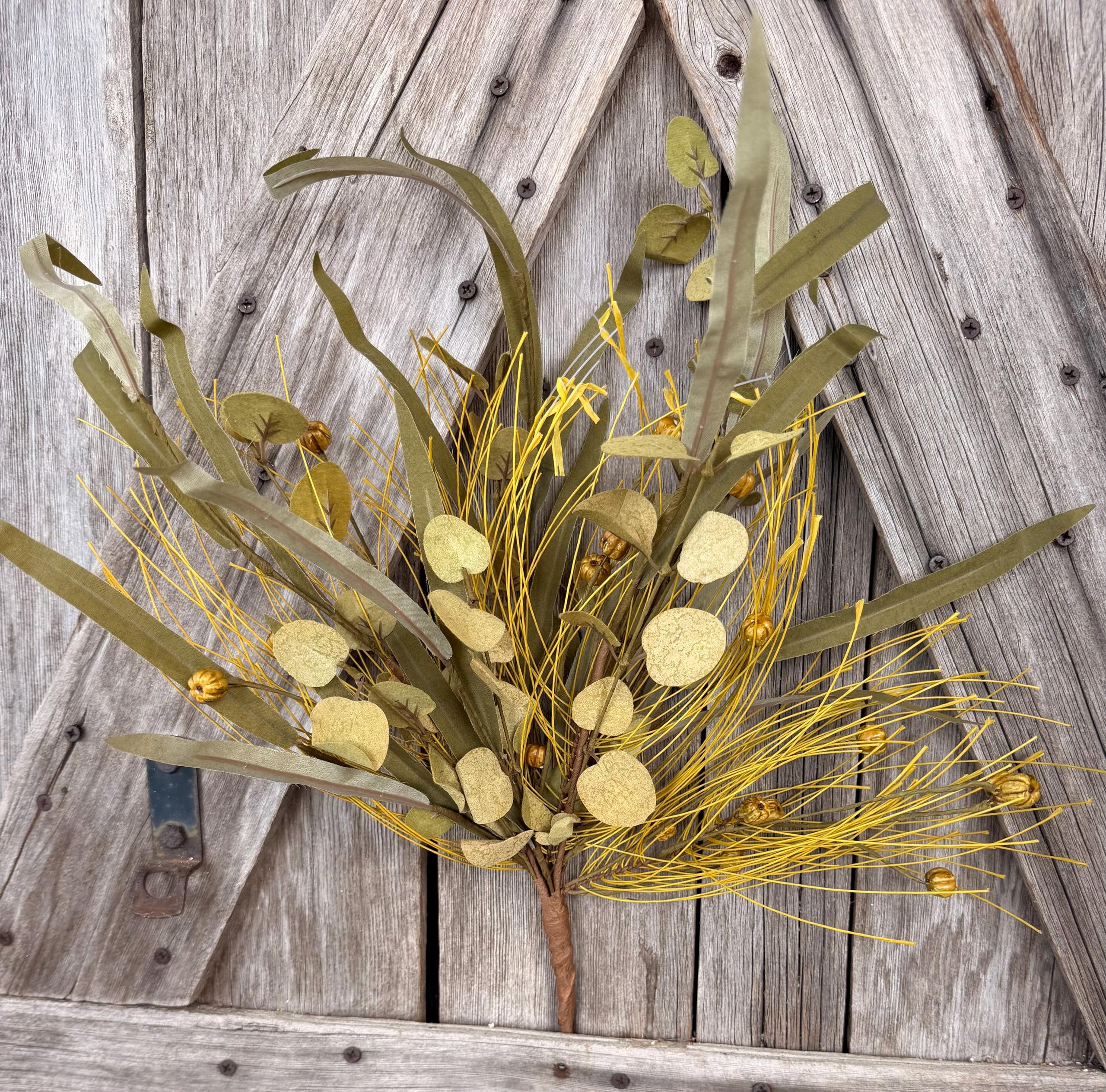 Olive Green Grassy Pumpkin Deluxe Spray , Wreath Supply, Floral