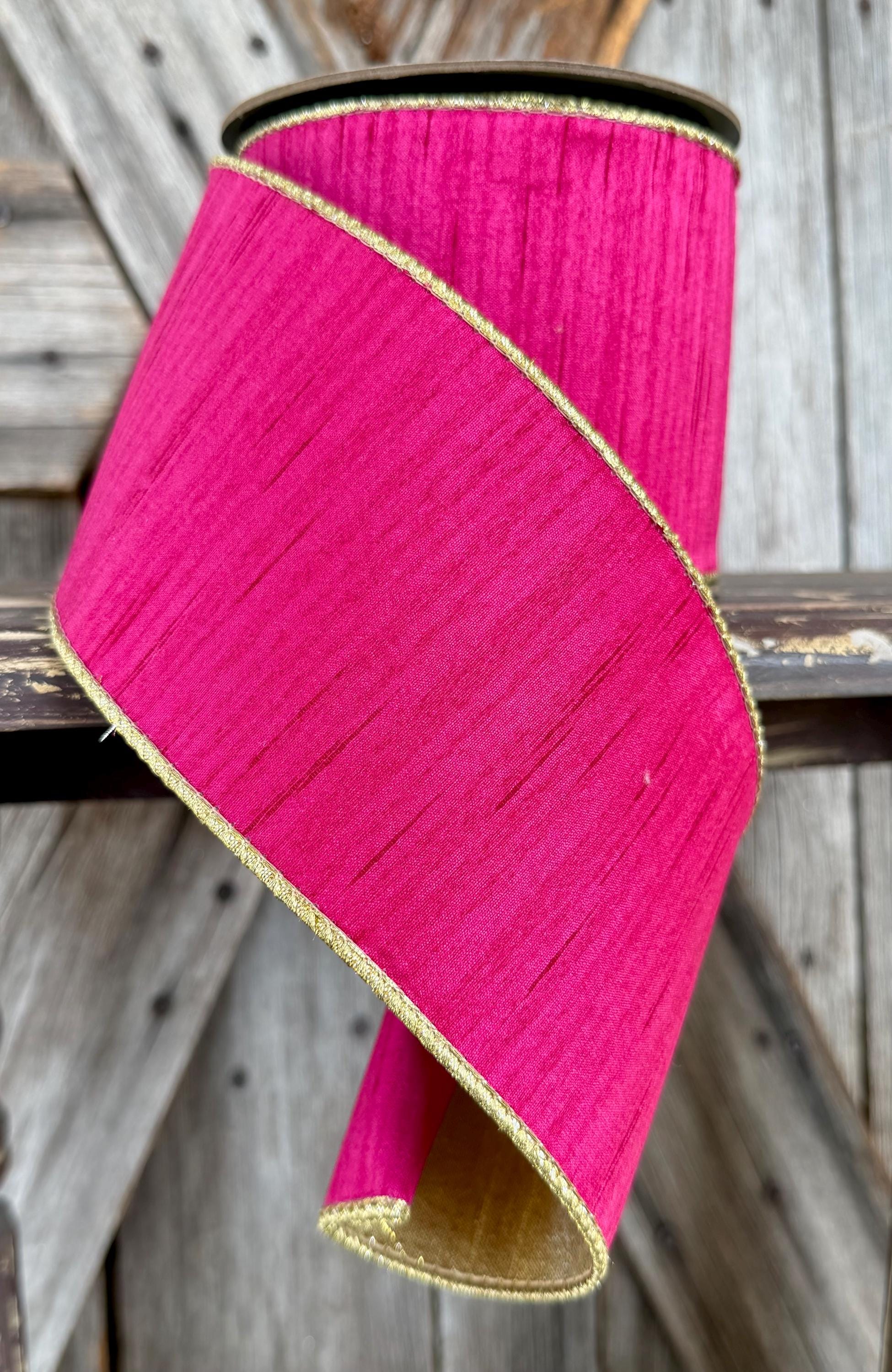 Hot Pink Metallic D Stevens Wired Ribbon 4 Inch