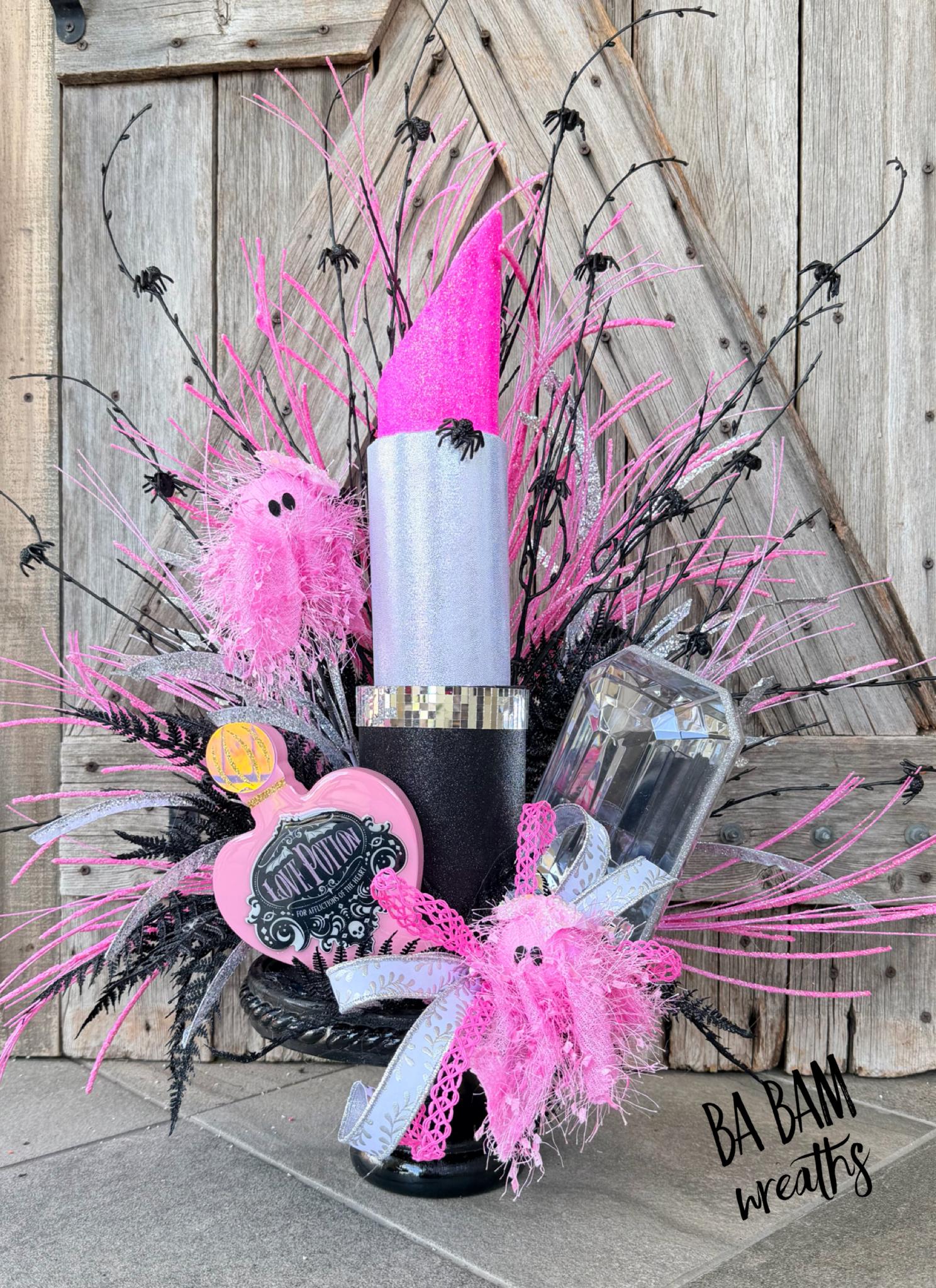 Halloween Centerpiece, Halloween Glam Centerpiece, Pink Arrangement, Floral Arrangement