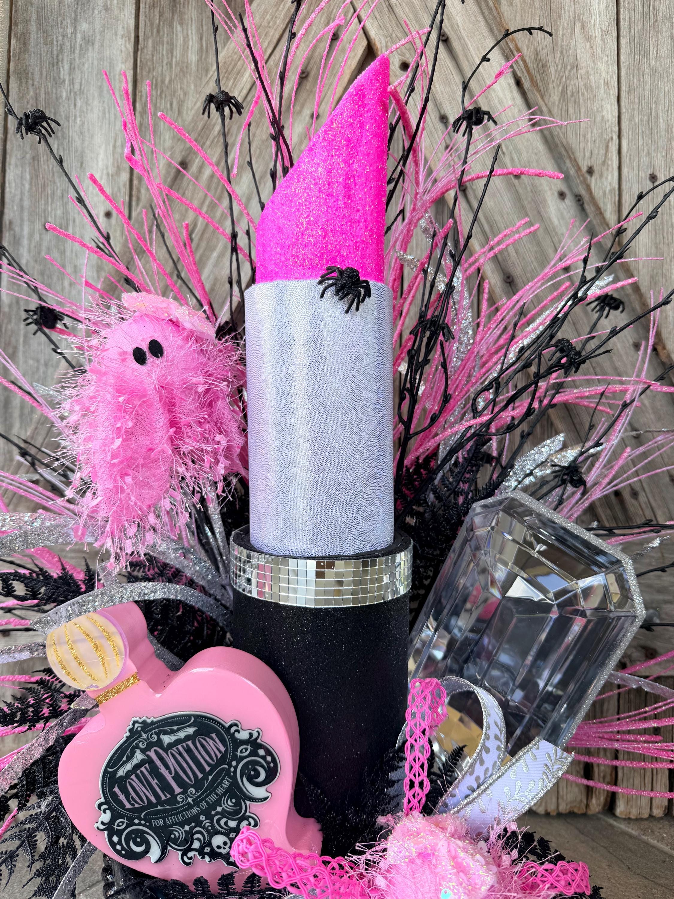Halloween Centerpiece, Halloween Glam Centerpiece, Pink Arrangement, Floral Arrangement