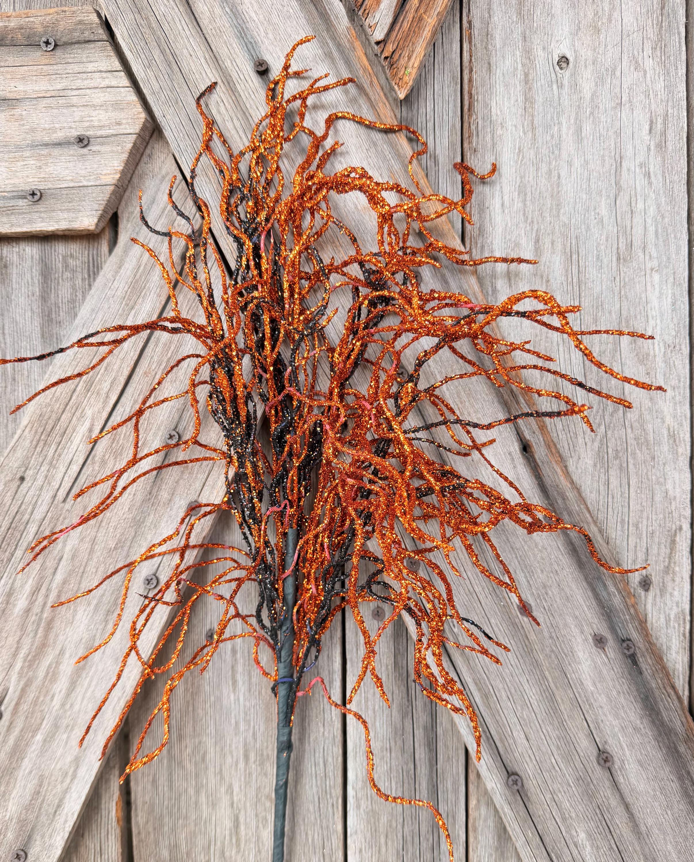 Black Orange Glitter Web Spray