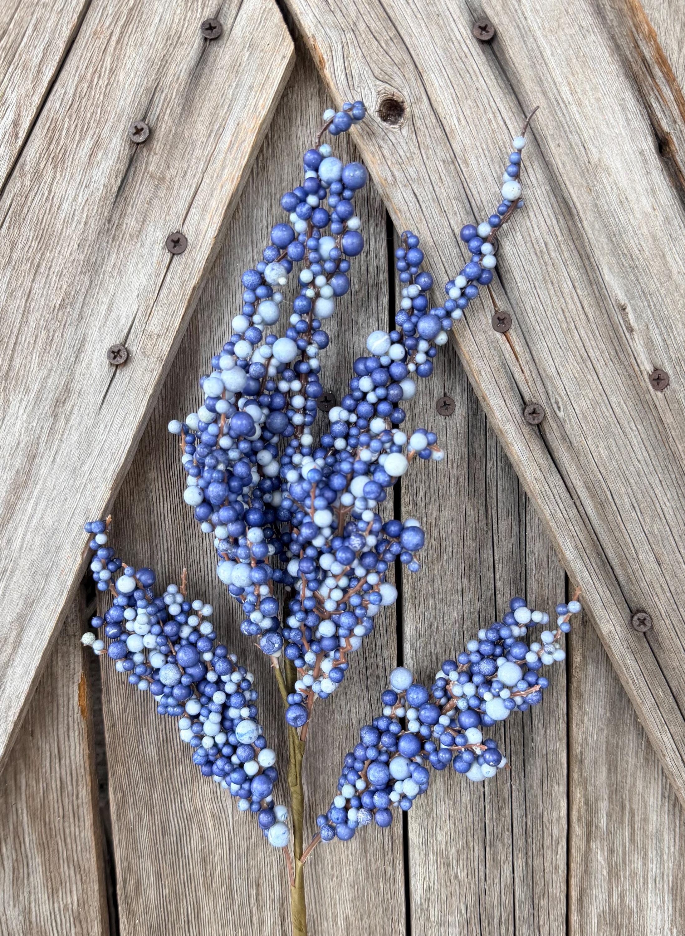 Two Tone Blue Berry Spray , Wreath Supply, Floral