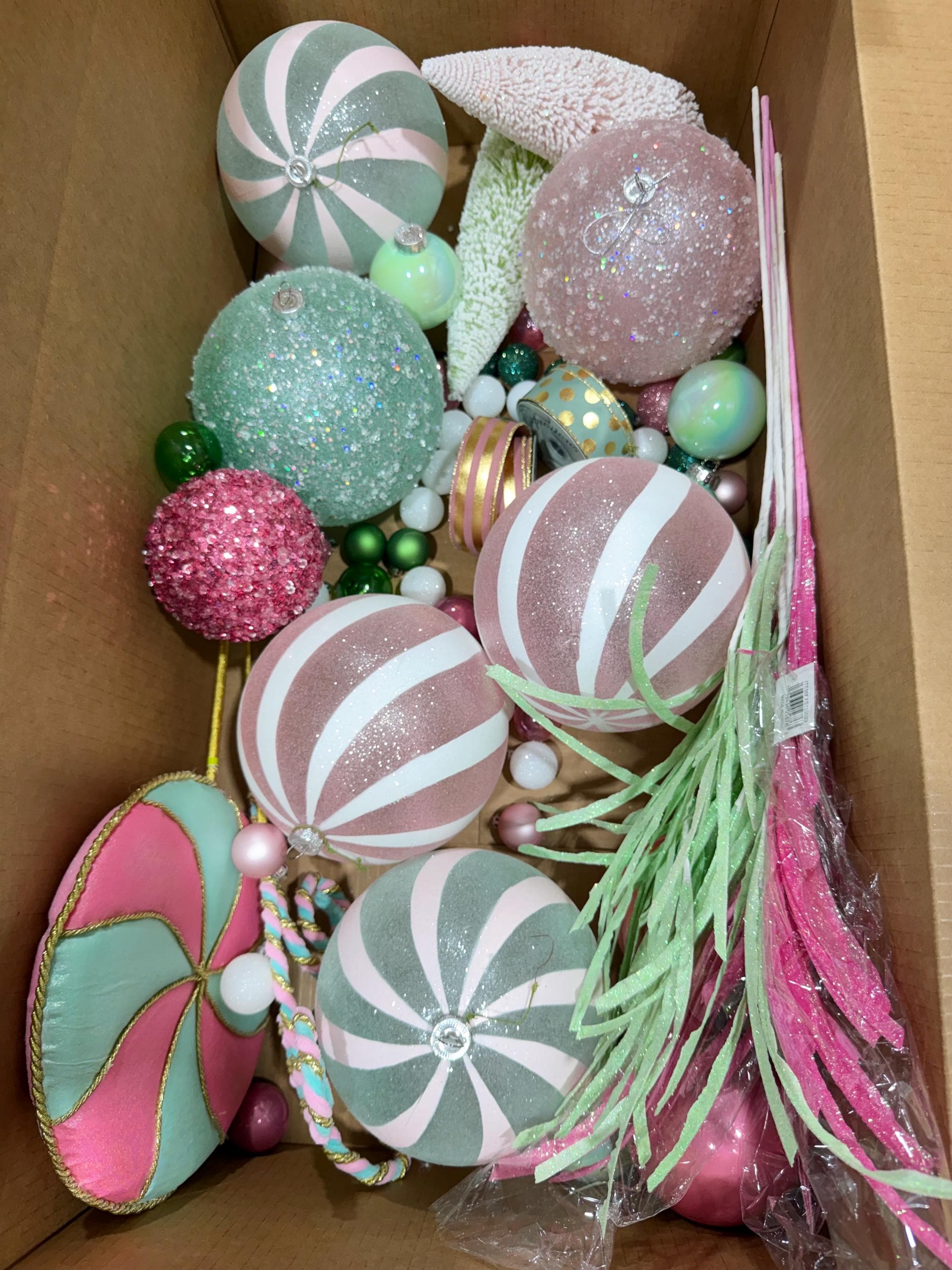 Huge Box of Pink Mint Sprays Ornaments Box 3- Warehouse Sale