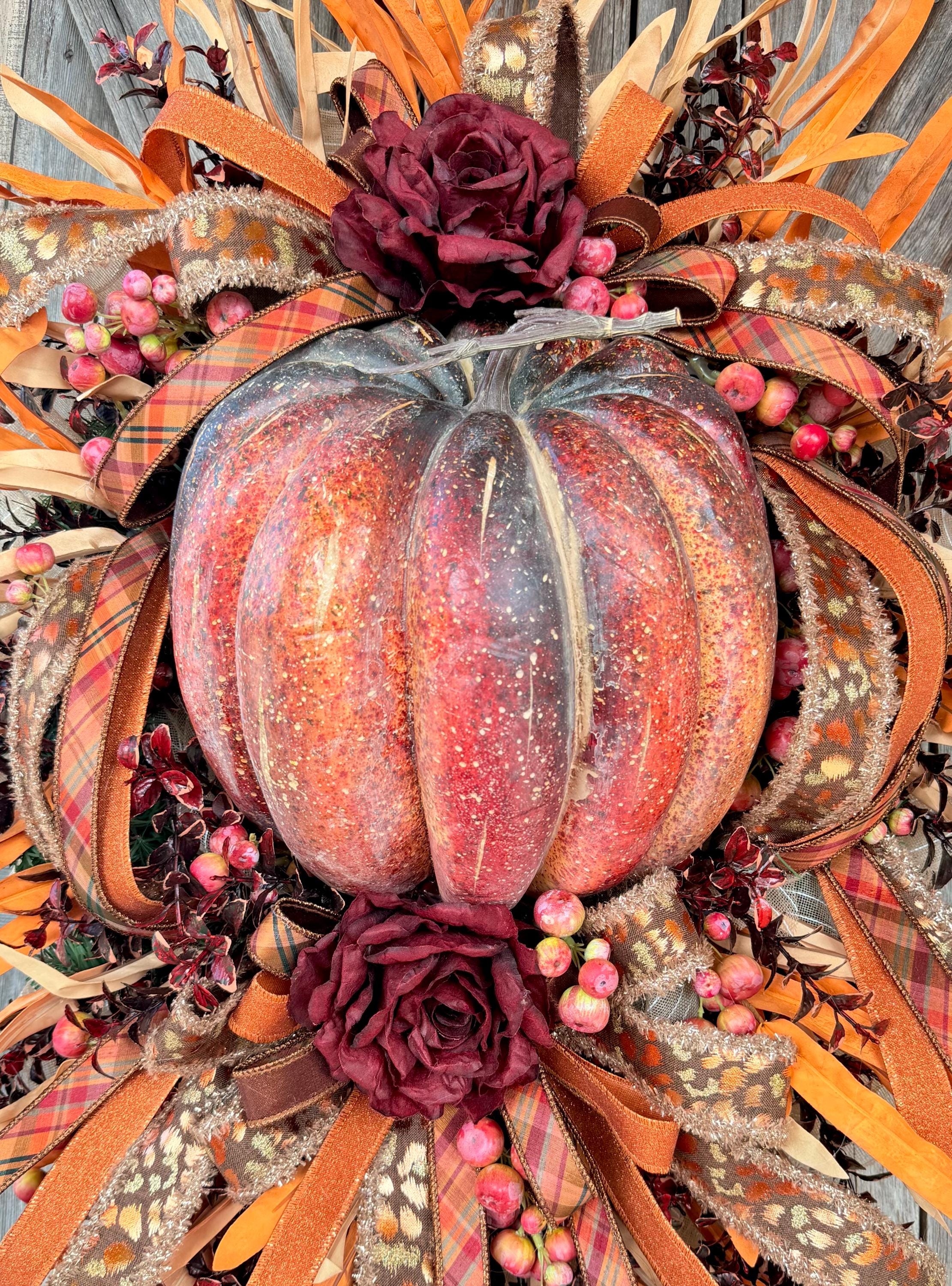 Autumn Wreath, Pumpkin Wreath, Fall Decor, Halloween Swag, Fall Wreath, Fall Door