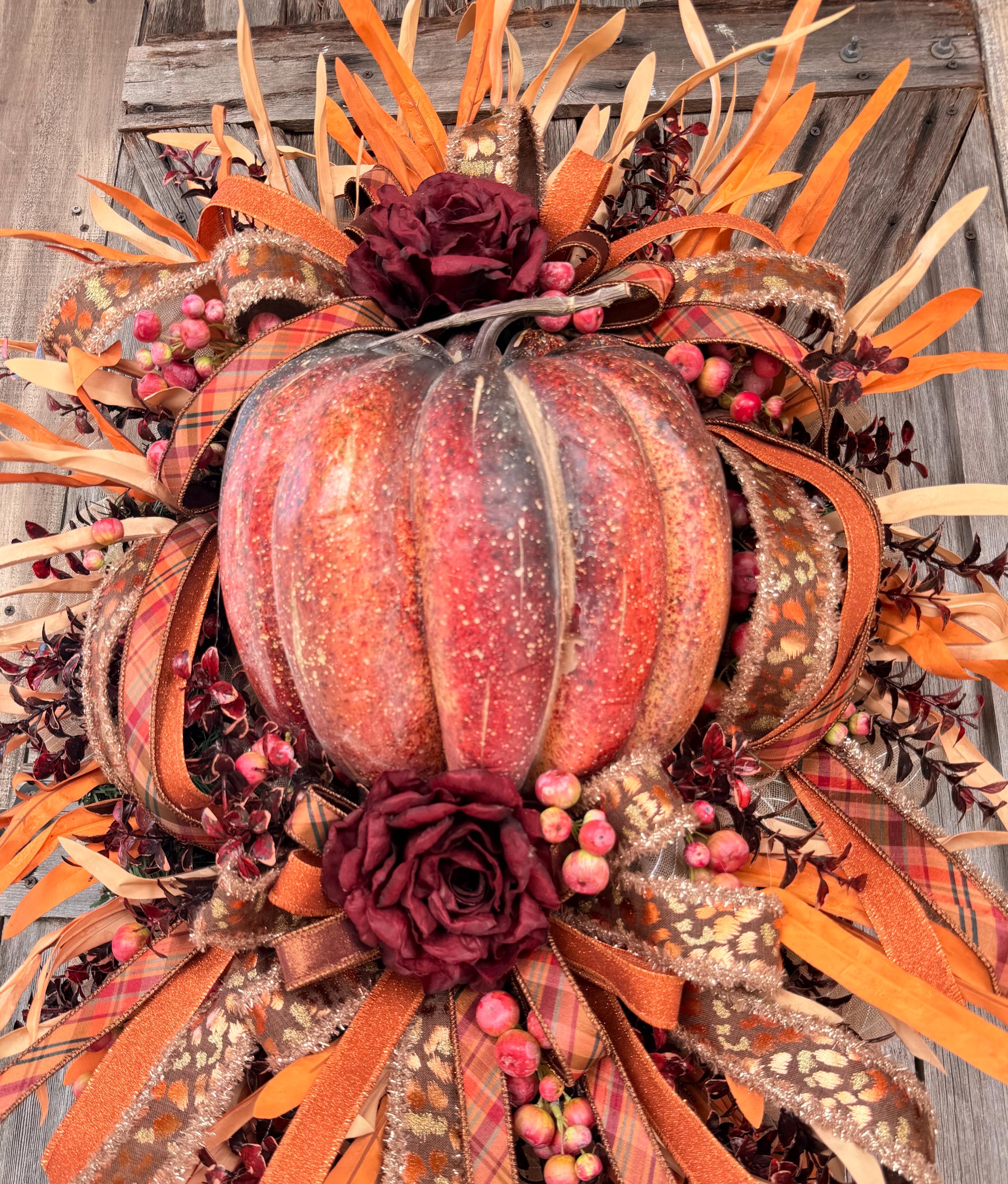 Autumn Wreath, Pumpkin Wreath, Fall Decor, Halloween Swag, Fall Wreath, Fall Door