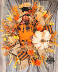 Autumn Wreath, Scarecrow Wreath, Fall Decor, Halloween Swag, Fall Wreath, Fall Door