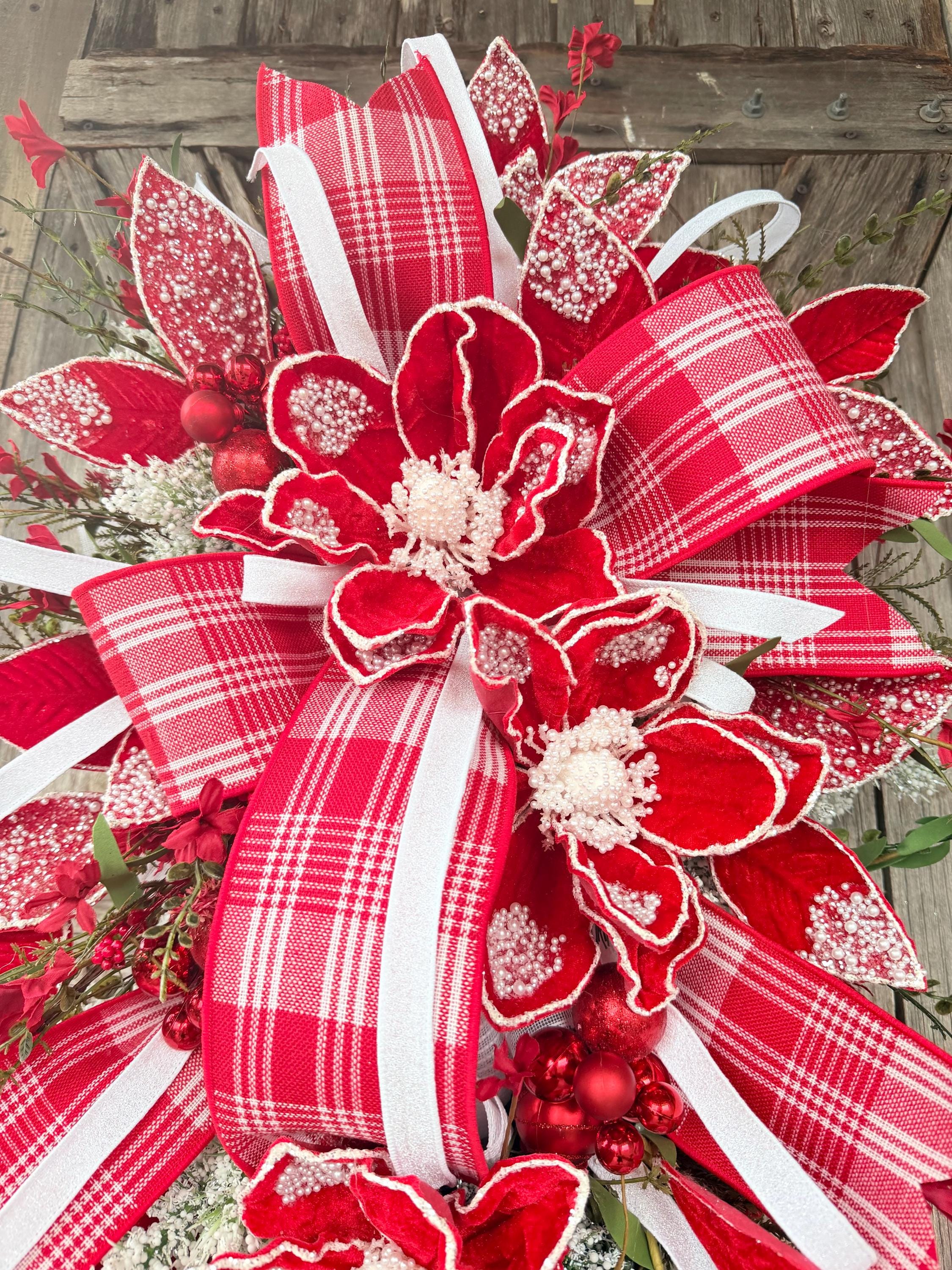 Red White Christmas Decor, Farmhouse Christmas, Christmas Swag, Christmas Wreath, Christmas Door Hanging, Holiday Swag