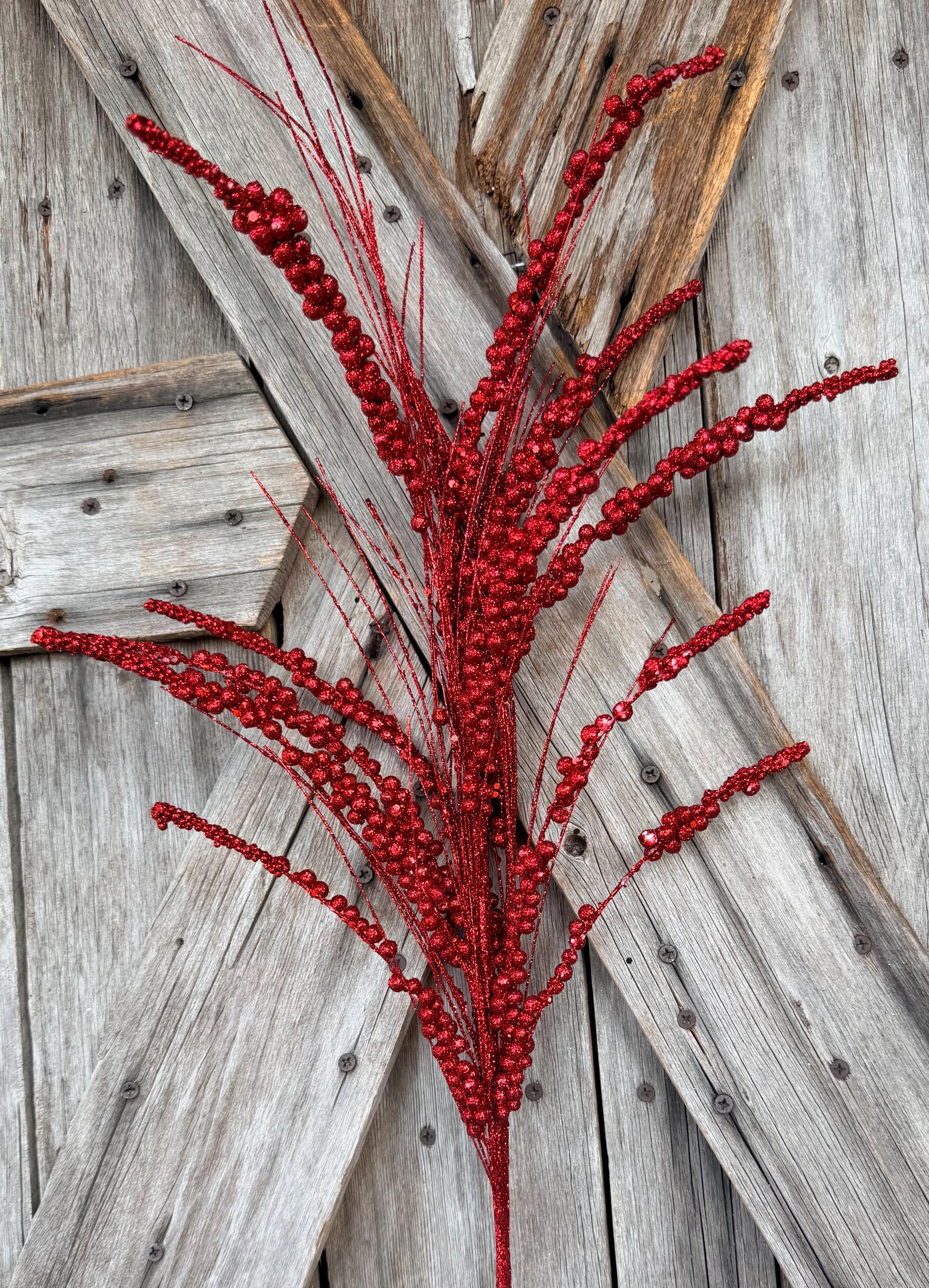 Red Glitter Berry Spray