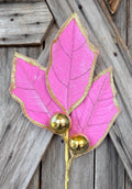 Pink Gold Holly Spray