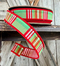North Pole Plaid Red Green Pink D Stevens Wired Ribbon 1 Inch