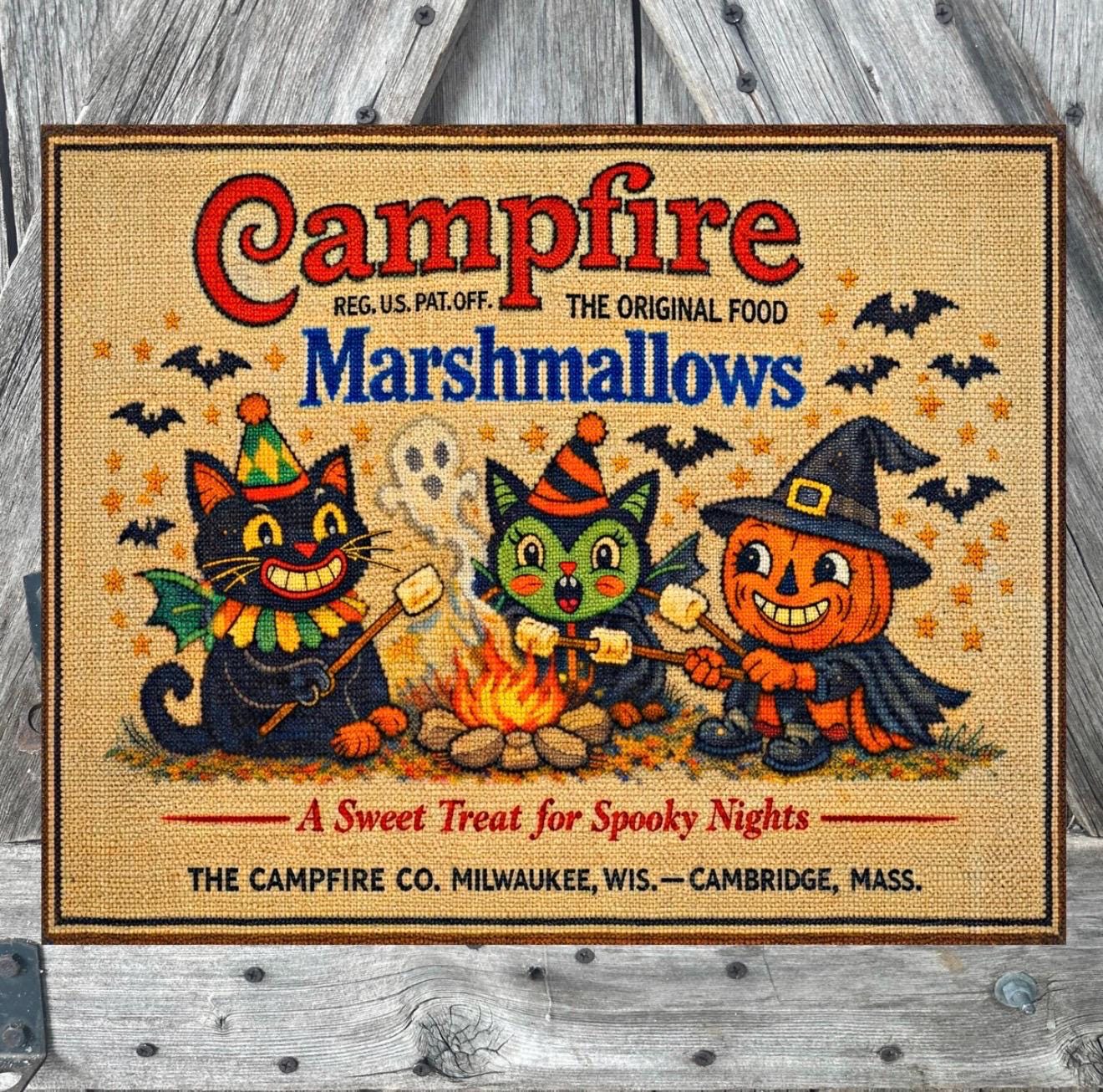 Campfire Marshmallows Sweet Treats, Fall Sign, Halloween Sign, Halloween Decor, Halloween Wall Art