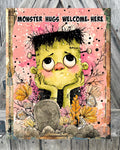 Monster Hugs Welcome Here, Fall Sign, Halloween Sign, Halloween Decor, Halloween Wall Art