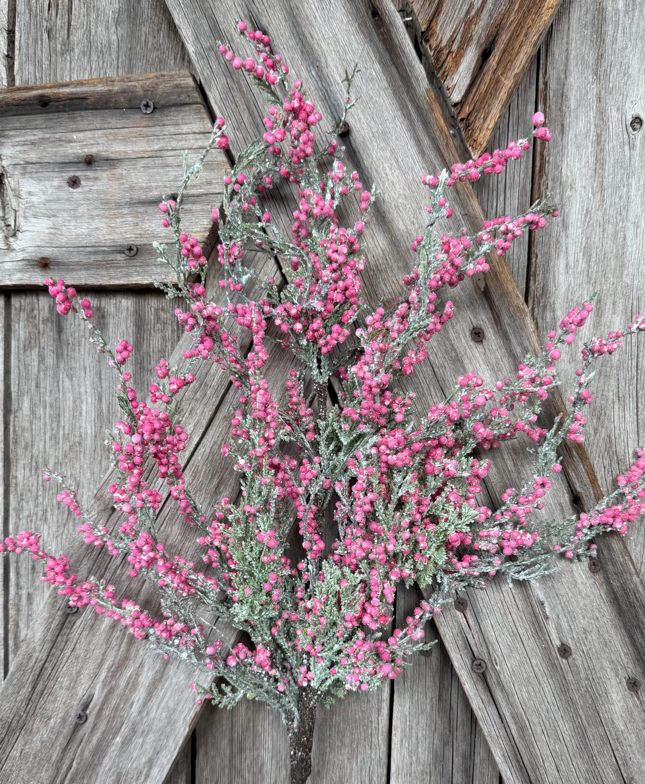 Pink Mini Berry Bush , Wreath Supply, Floral