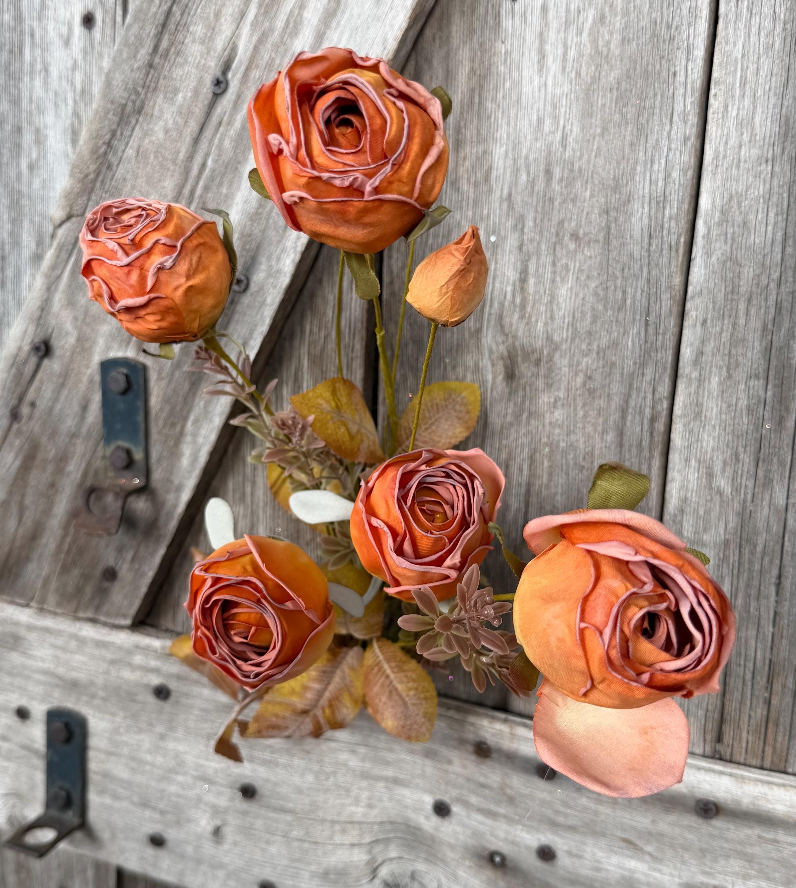 Orange Dry Rose Spray , Wreath Supply, Floral