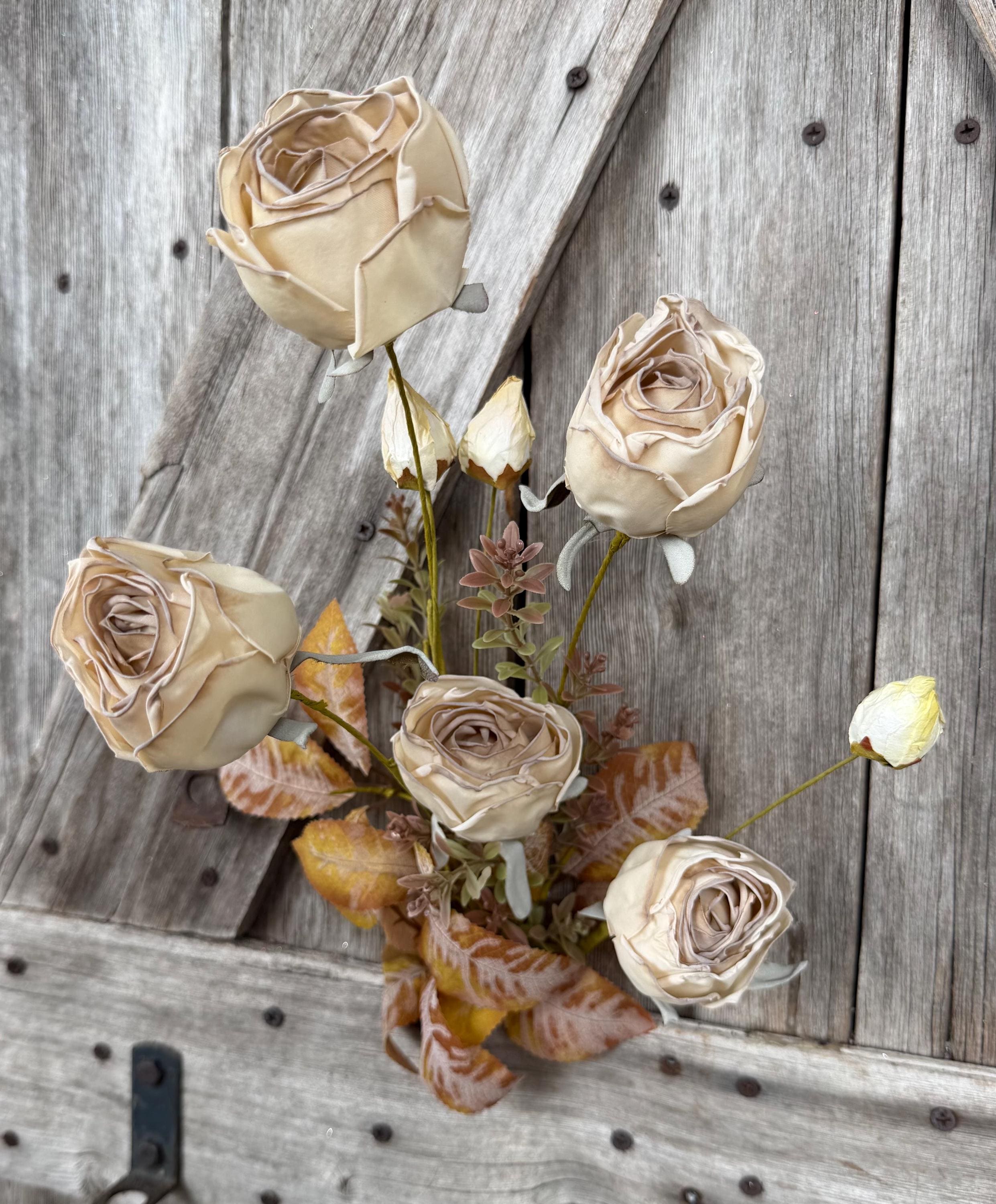 Cream Dry Rose Spray , Wreath Supply, Floral