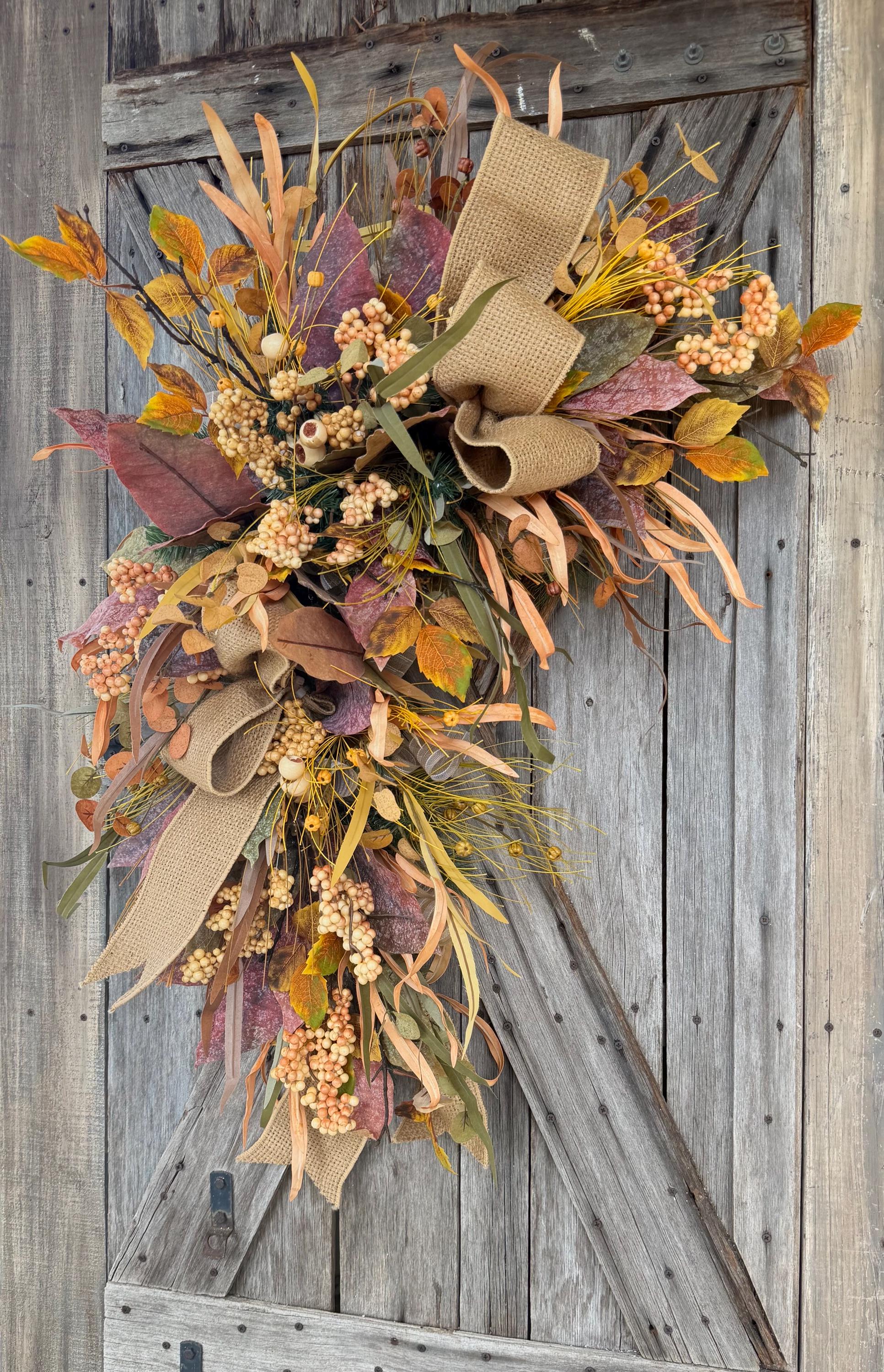 Autumn Garland, Autumn Double Door Swags, Fall Decor, Table Top Design, Set of 2