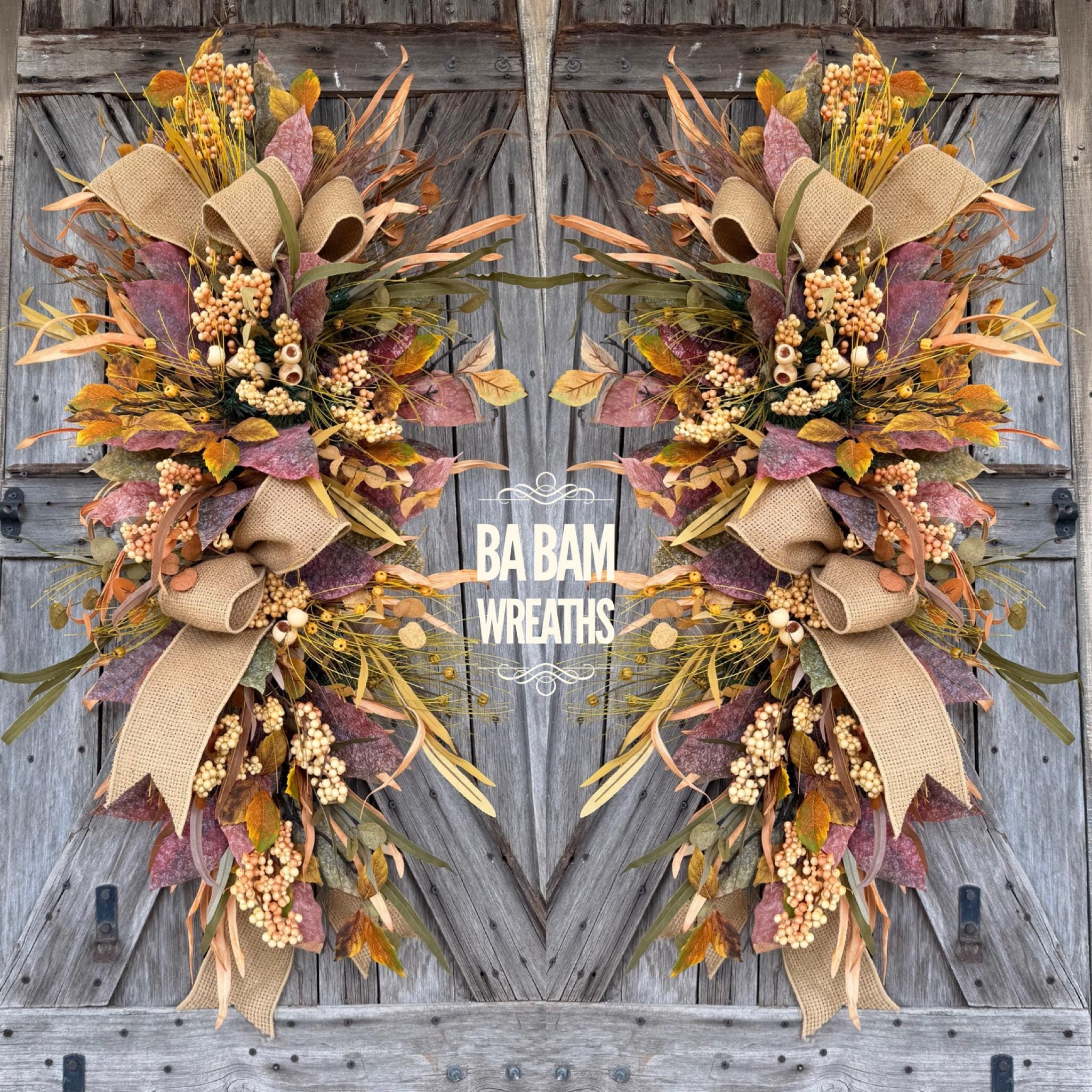 Autumn Garland, Autumn Double Door Swags, Fall Decor, Table Top Design, Set of 2