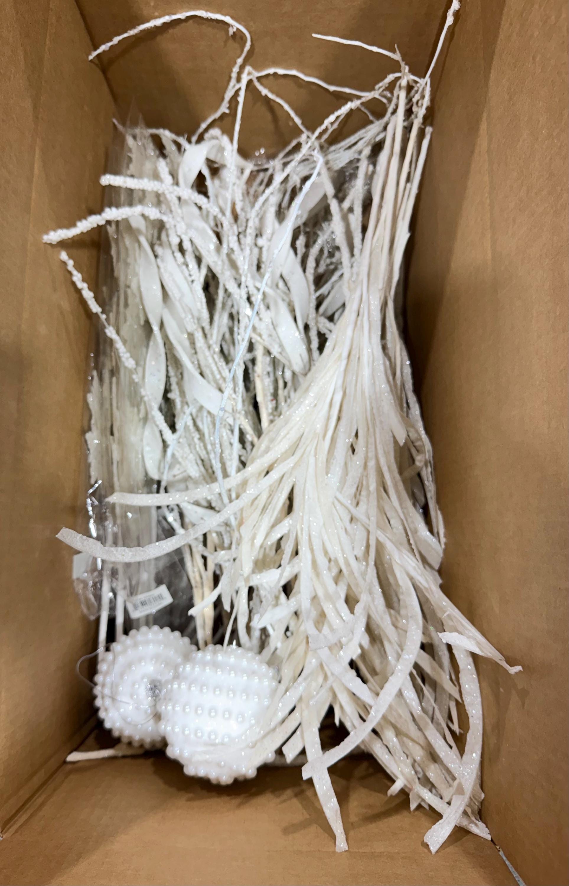 Huge Box of White Sprays Ornaments Box~ Warehouse Sale