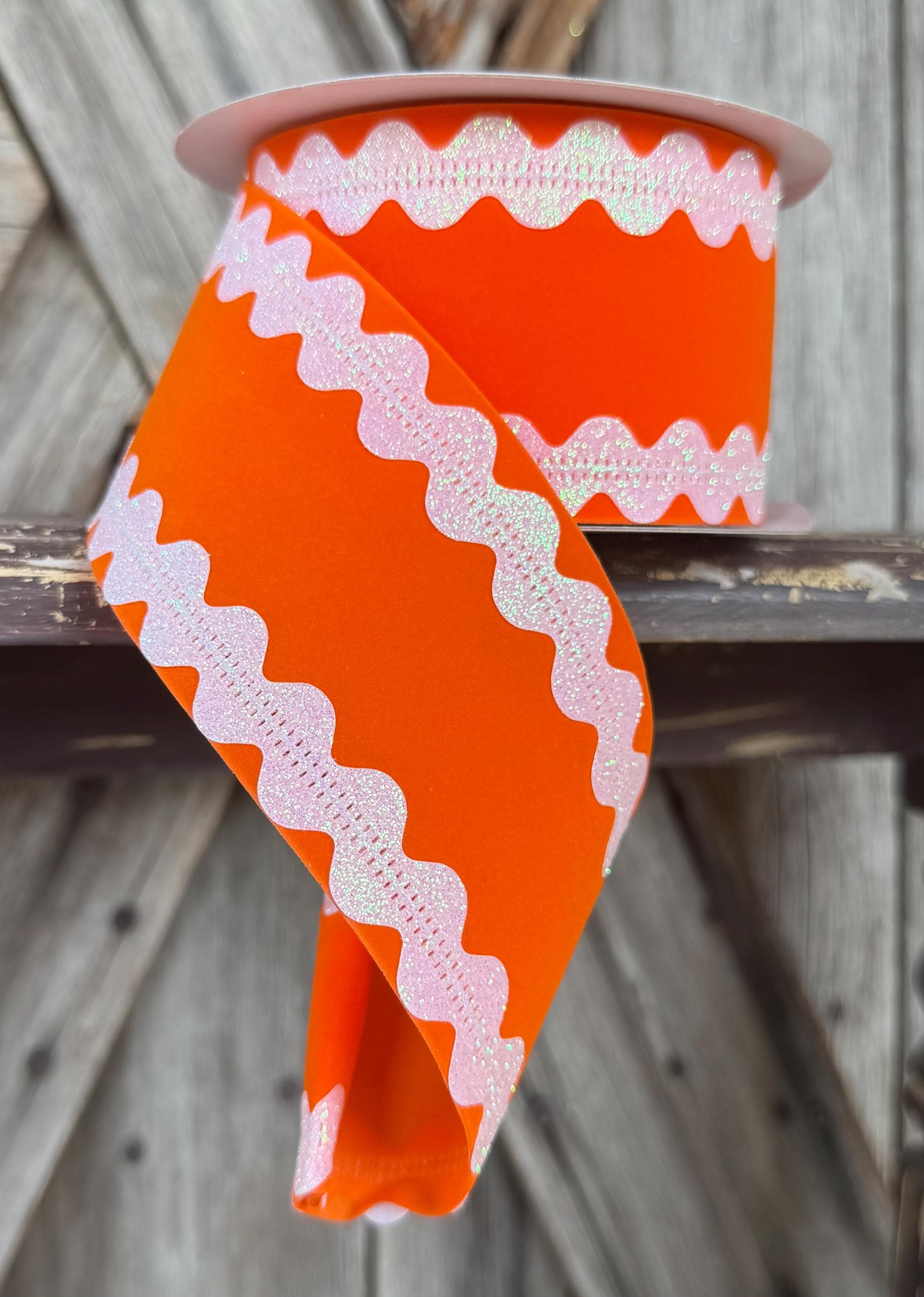 Orange Ric Rac Wired Ribbon 2.5 Inch