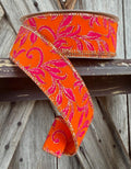 Orange Hot Pink Gold Vine Wired Ribbon 1.5 Inch