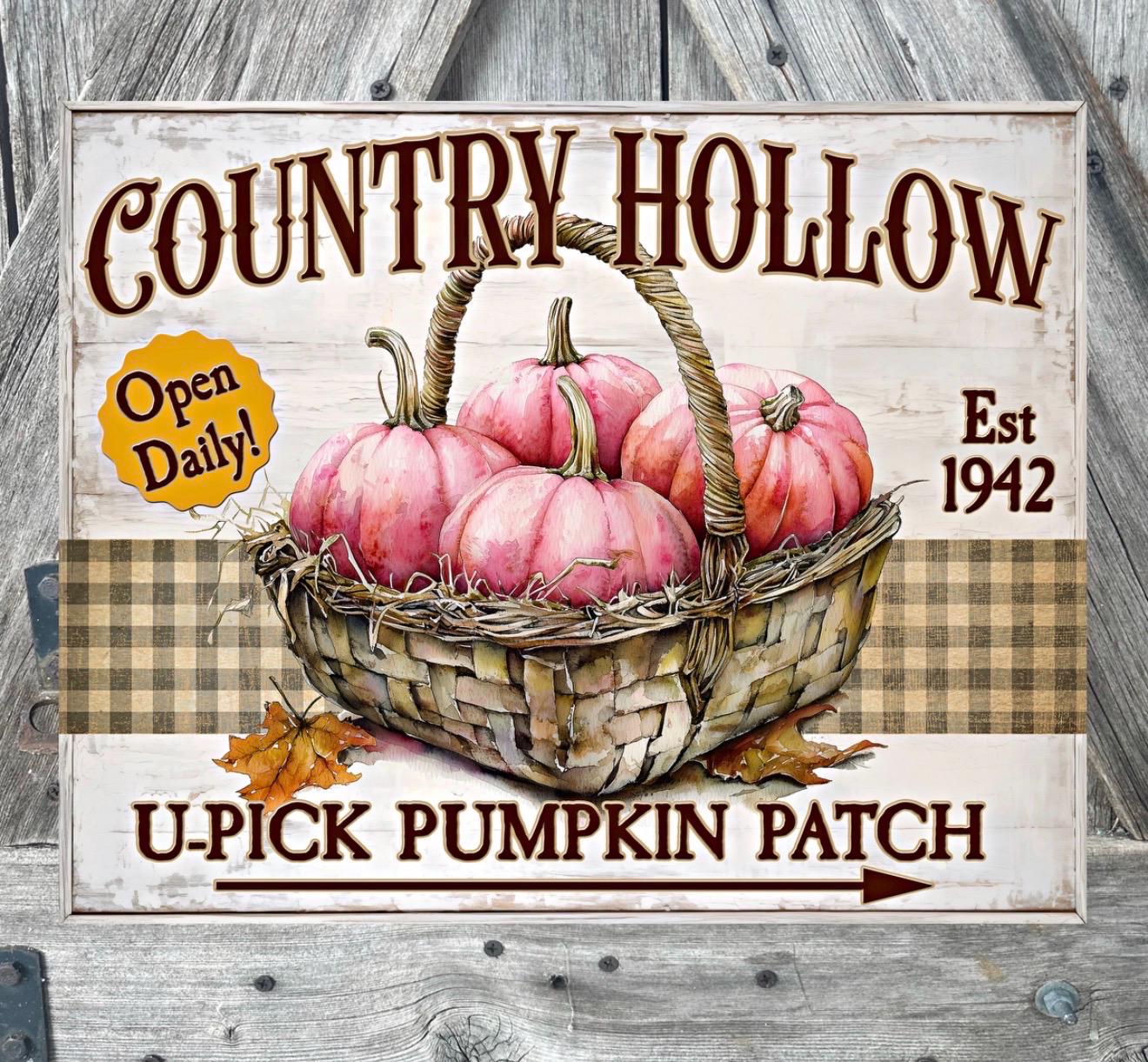 Country Hallow Pumpkin Patch, Autumn Sign, Fall Decor, Halloween Wall Art