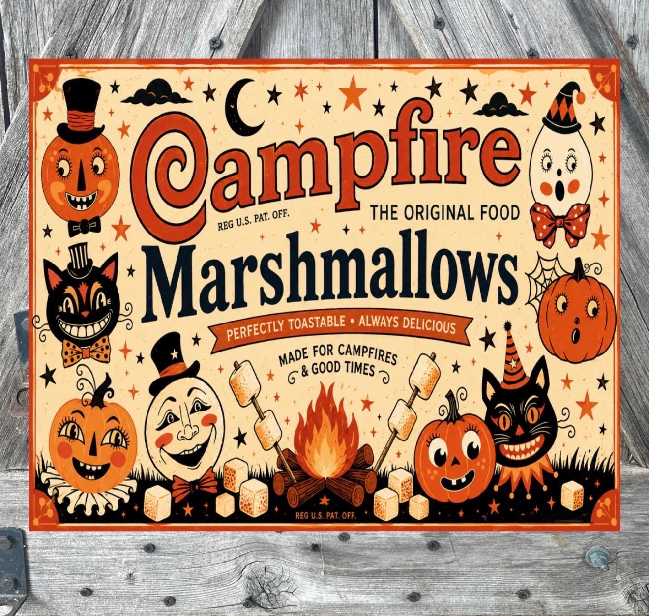 Campfire Marshmallows , Fall Sign, Halloween Sign, Halloween Decor, Halloween Wall Art