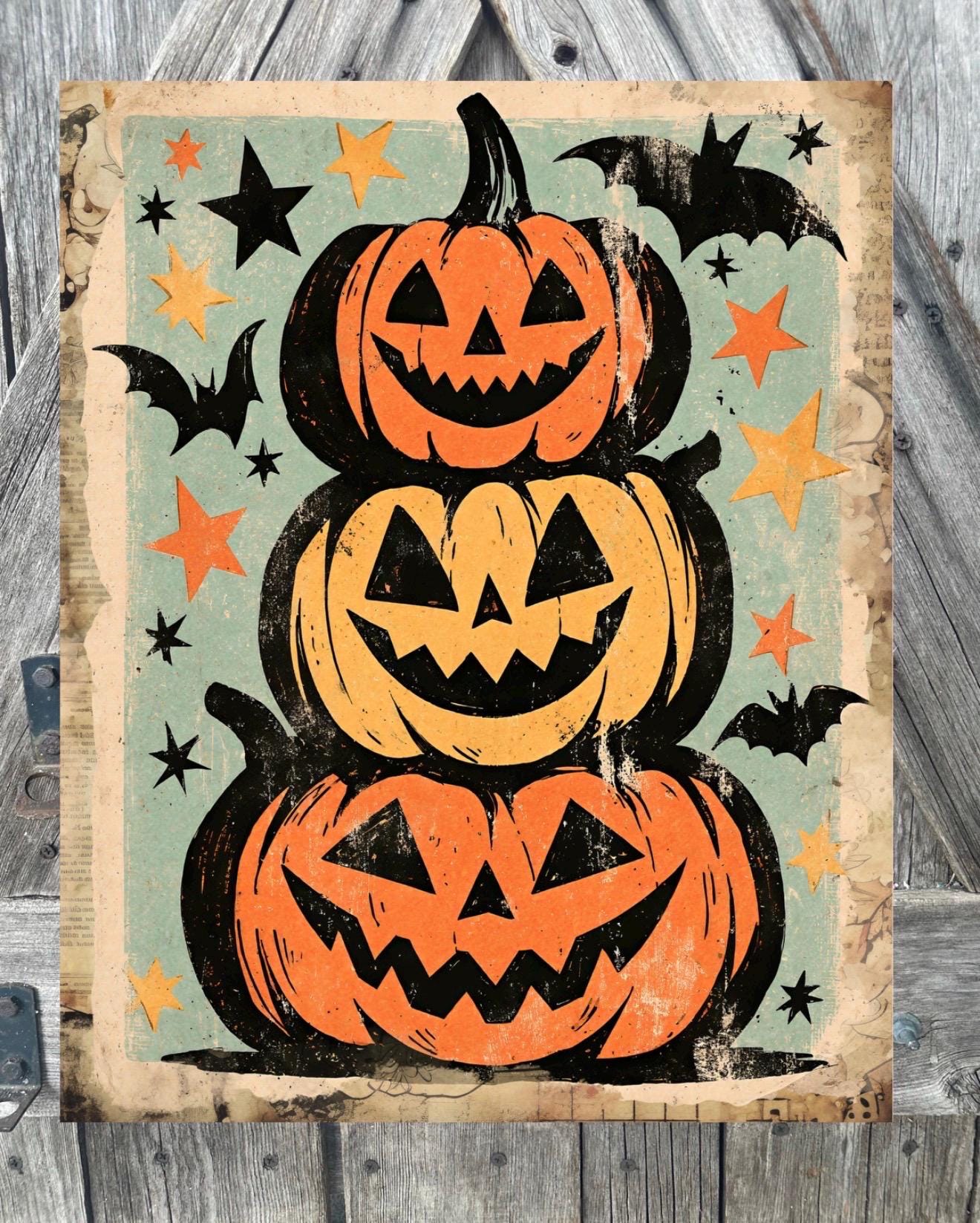 Retro Jacks, Fall Sign, Halloween Sign, Halloween Decor, Halloween Wall Art