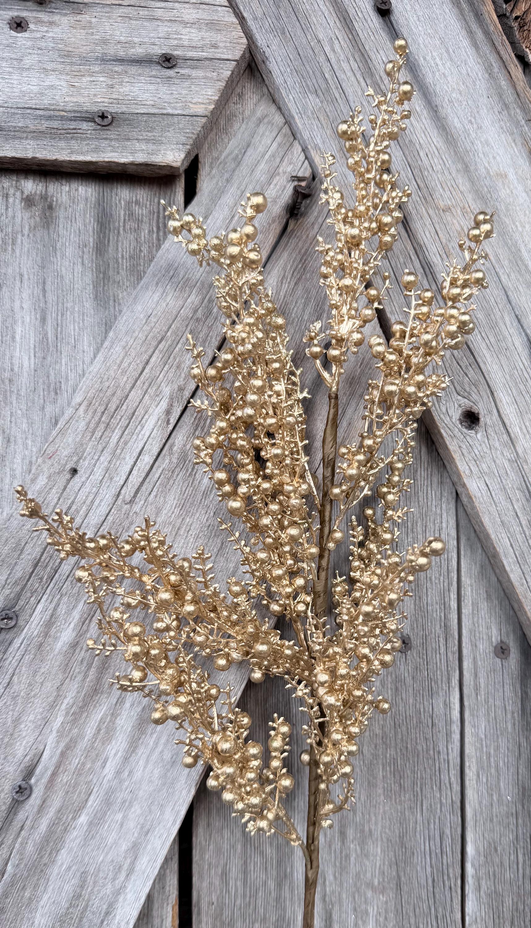 Gold Mini Berry Spray , Wreath Supply, Floral