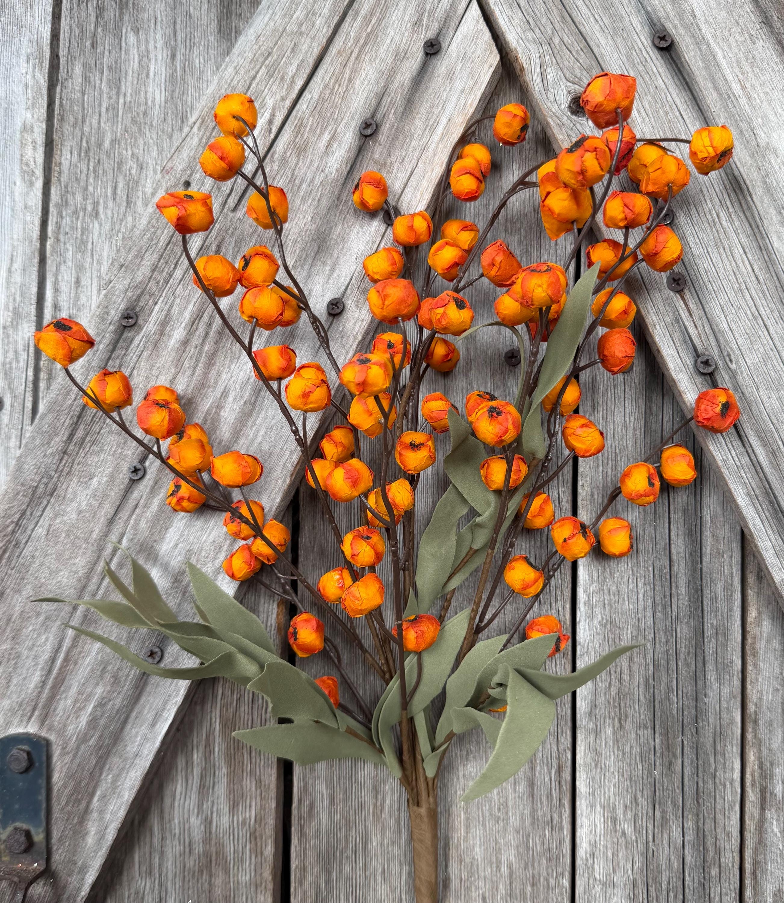 Orange Berry Bush , Wreath Supply, Floral