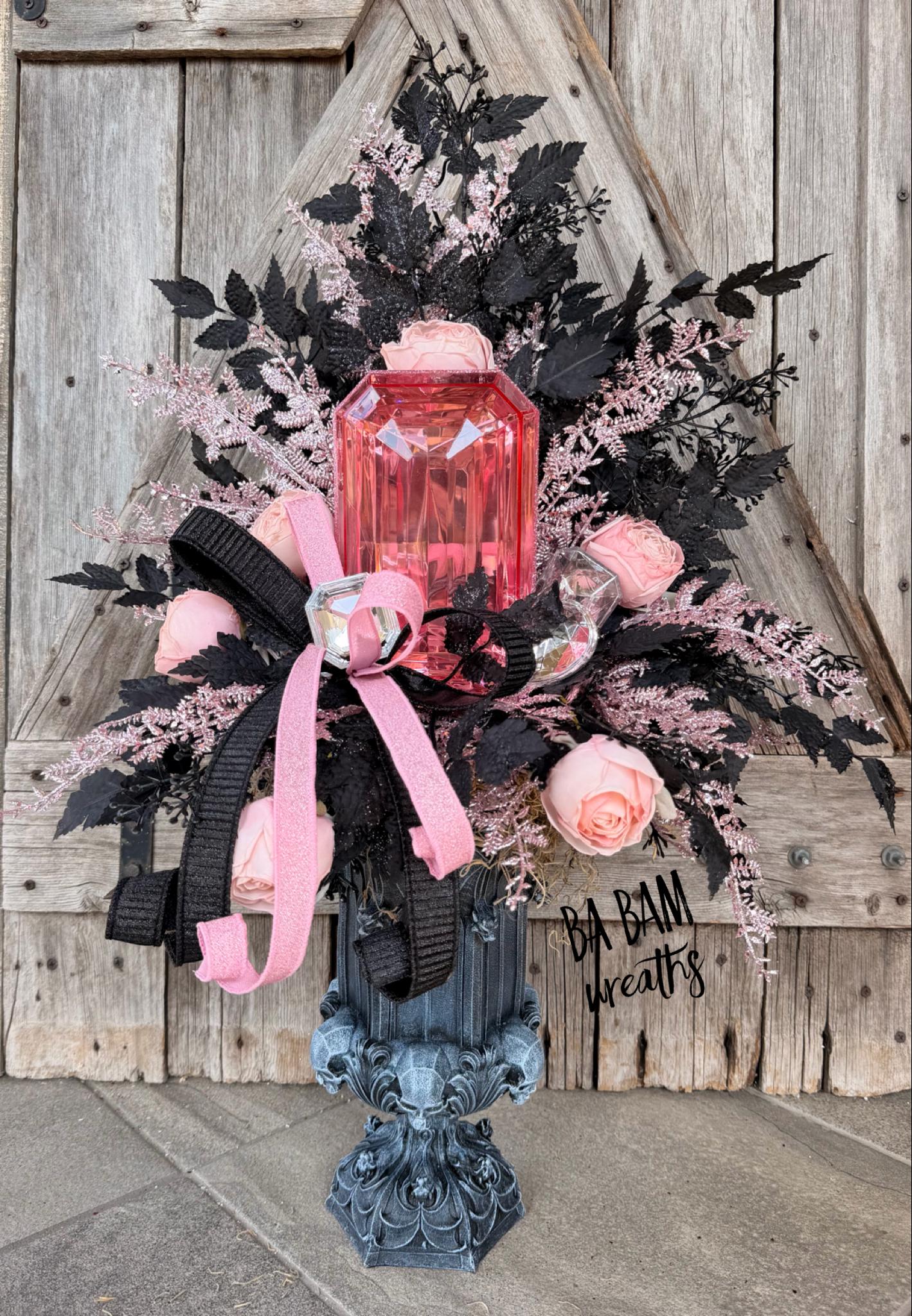 Halloween Centerpiece, Halloween Glam Centerpiece, Pink Arrangement, Floral Arrangement