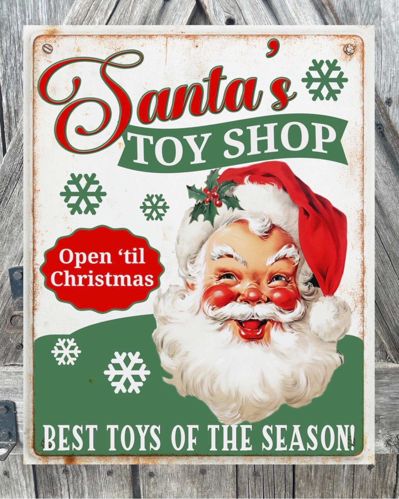 Vintage Santa’s Toy Shop, Christmas Sign, Christmas Decor, Christmas Wall Art