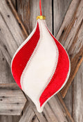 Large Red White Finial Shatterproof Ornament, 12 Inches