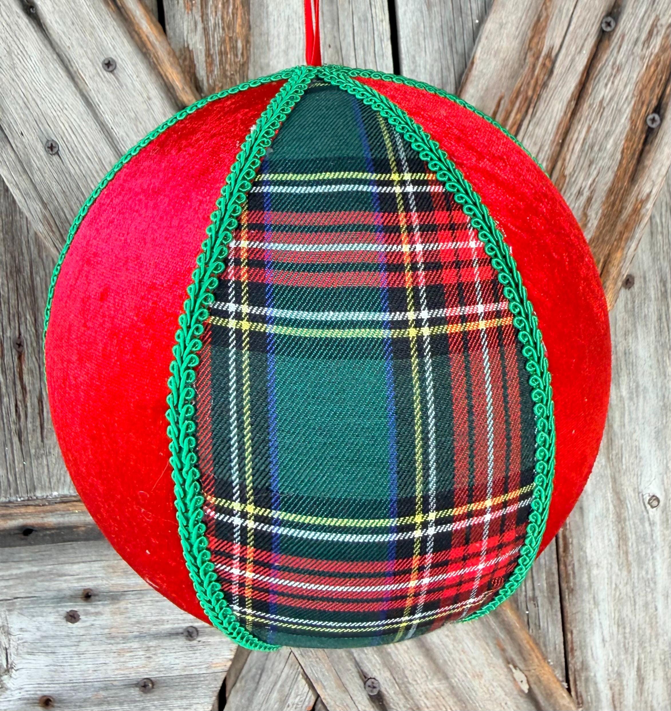 Red Plaid Ornament, 8 Inches