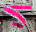 Dark Pink Felted Tinsel Trim Wired Ribbon 1 Inch