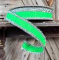 Green Felted Tinsel Trim Wired Ribbon 1 Inch