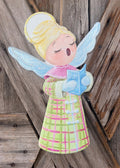 Yellow Angel Metal Sign, 12 Inches