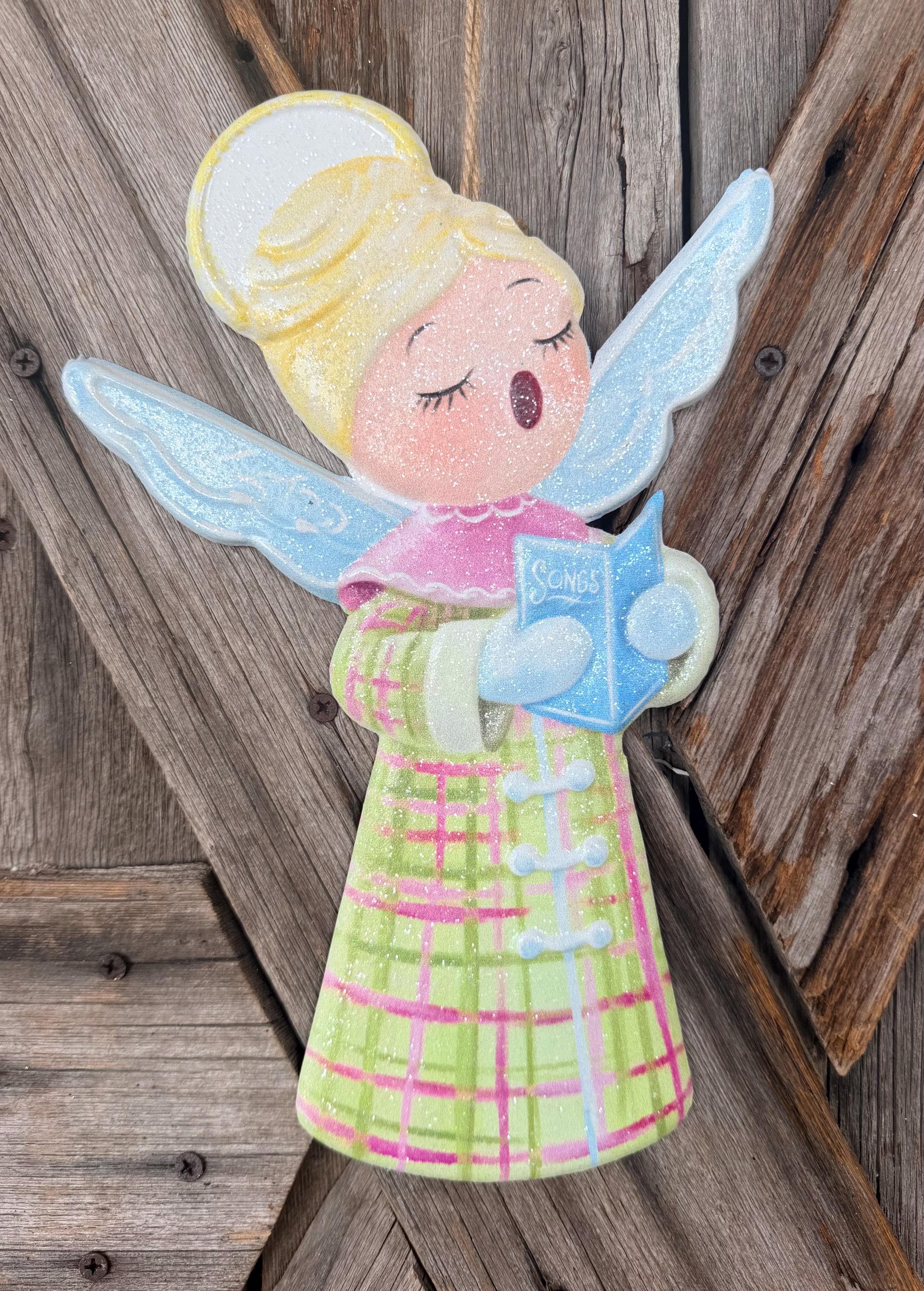 Yellow Angel Metal Sign, 12 Inches