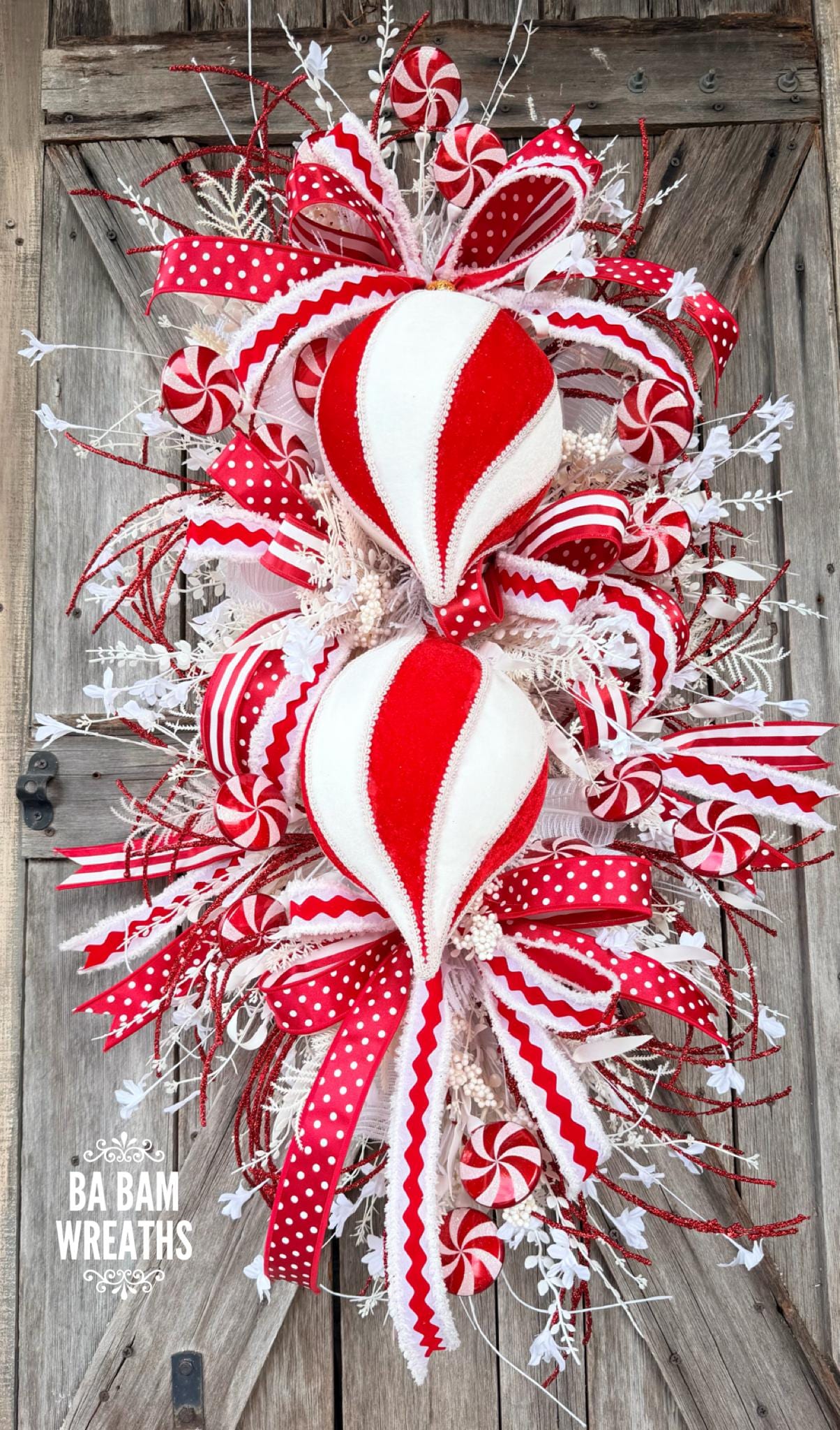 Peppermint Christmas Decor, Peppermint Christmas, Christmas Swag, Christmas Wreath, Christmas Door Hanging, Holiday Swag