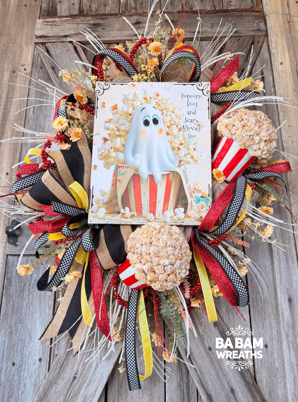 Autumn Wreath, Ghost Wreath, Fall Decor, Halloween Swag, Fall Wreath, Fall Door