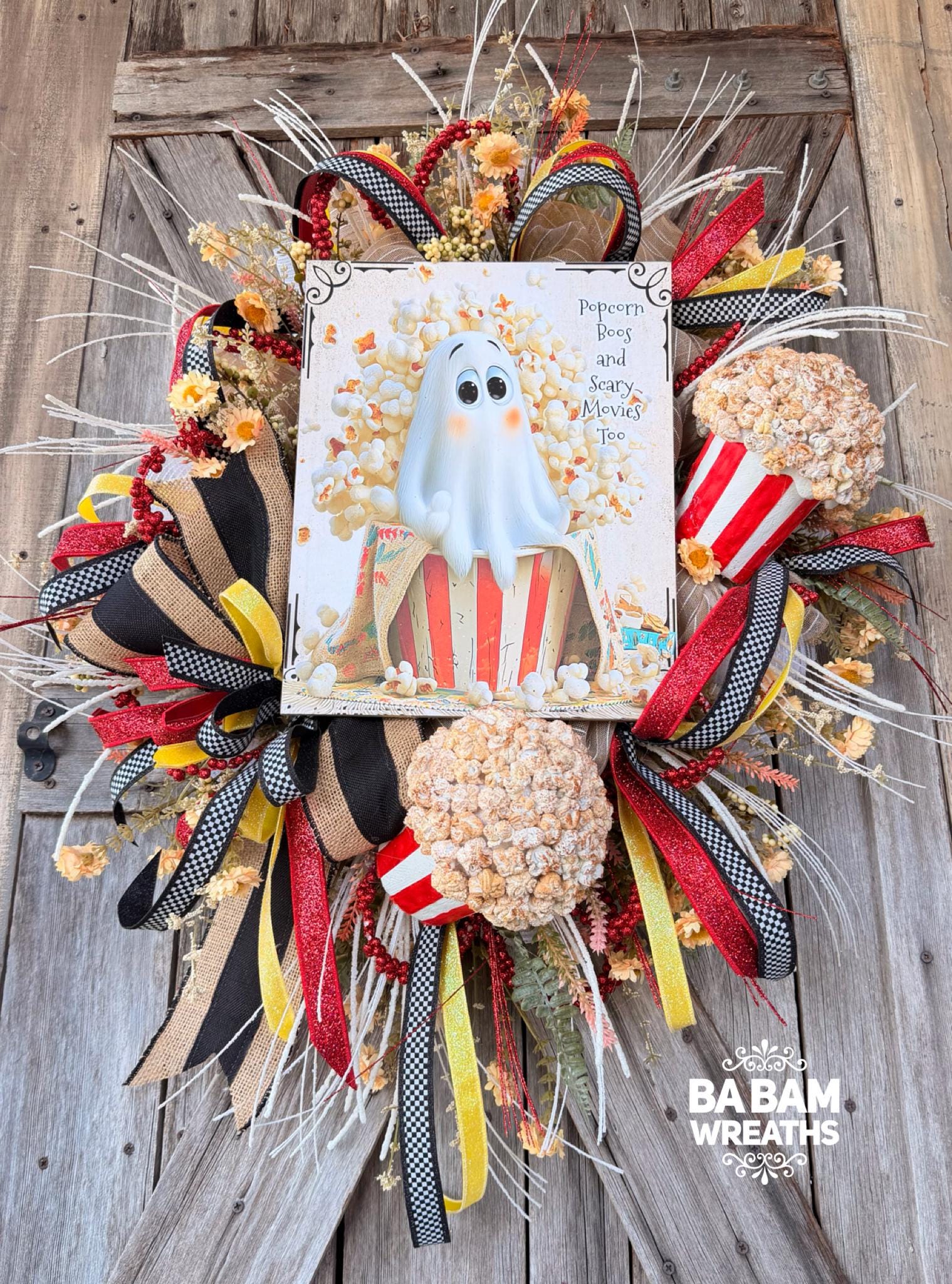 Autumn Wreath, Ghost Wreath, Fall Decor, Halloween Swag, Fall Wreath, Fall Door
