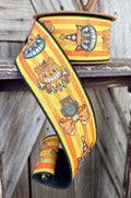 Vintage Halloween Faces Wired Ribbon 2.5 Inch
