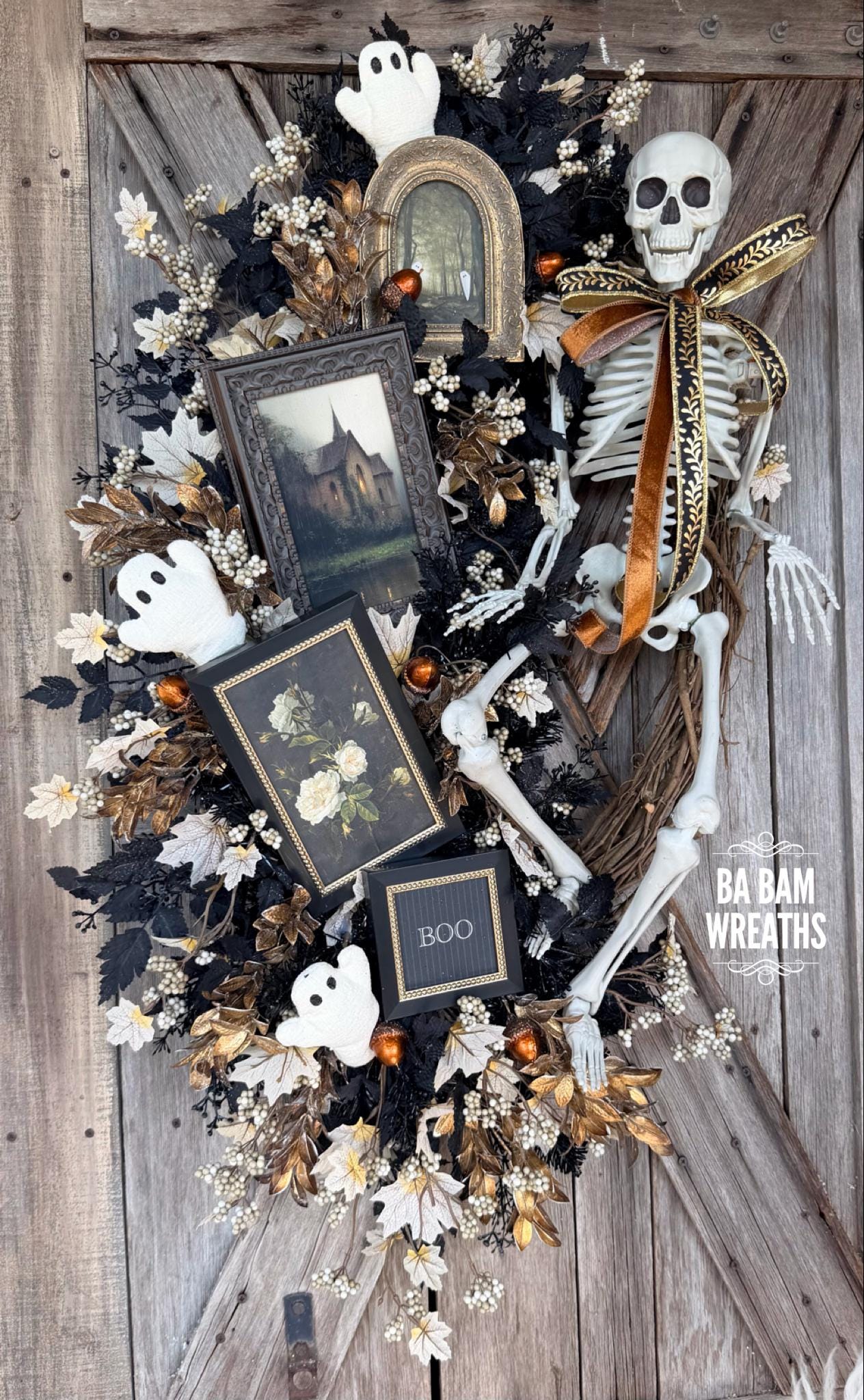 Elegant Halloween Wreath, Vintage Decor, Halloween Wreath, Halloween Decor, Halloween Door Hanging