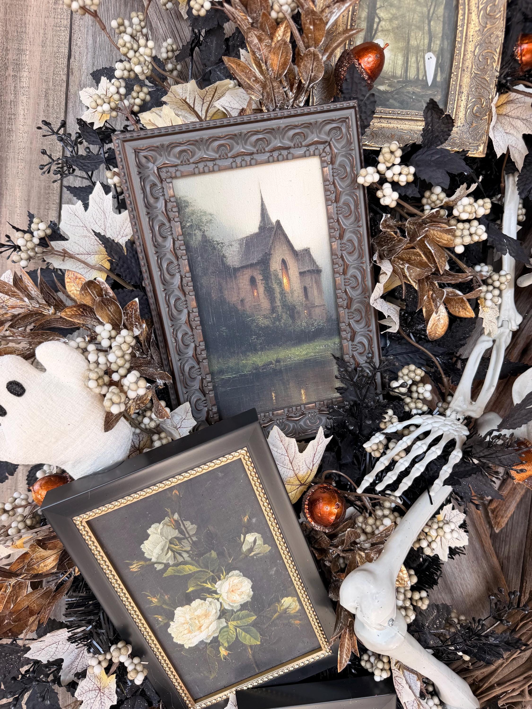Elegant Halloween Wreath, Vintage Decor, Halloween Wreath, Halloween Decor, Halloween Door Hanging