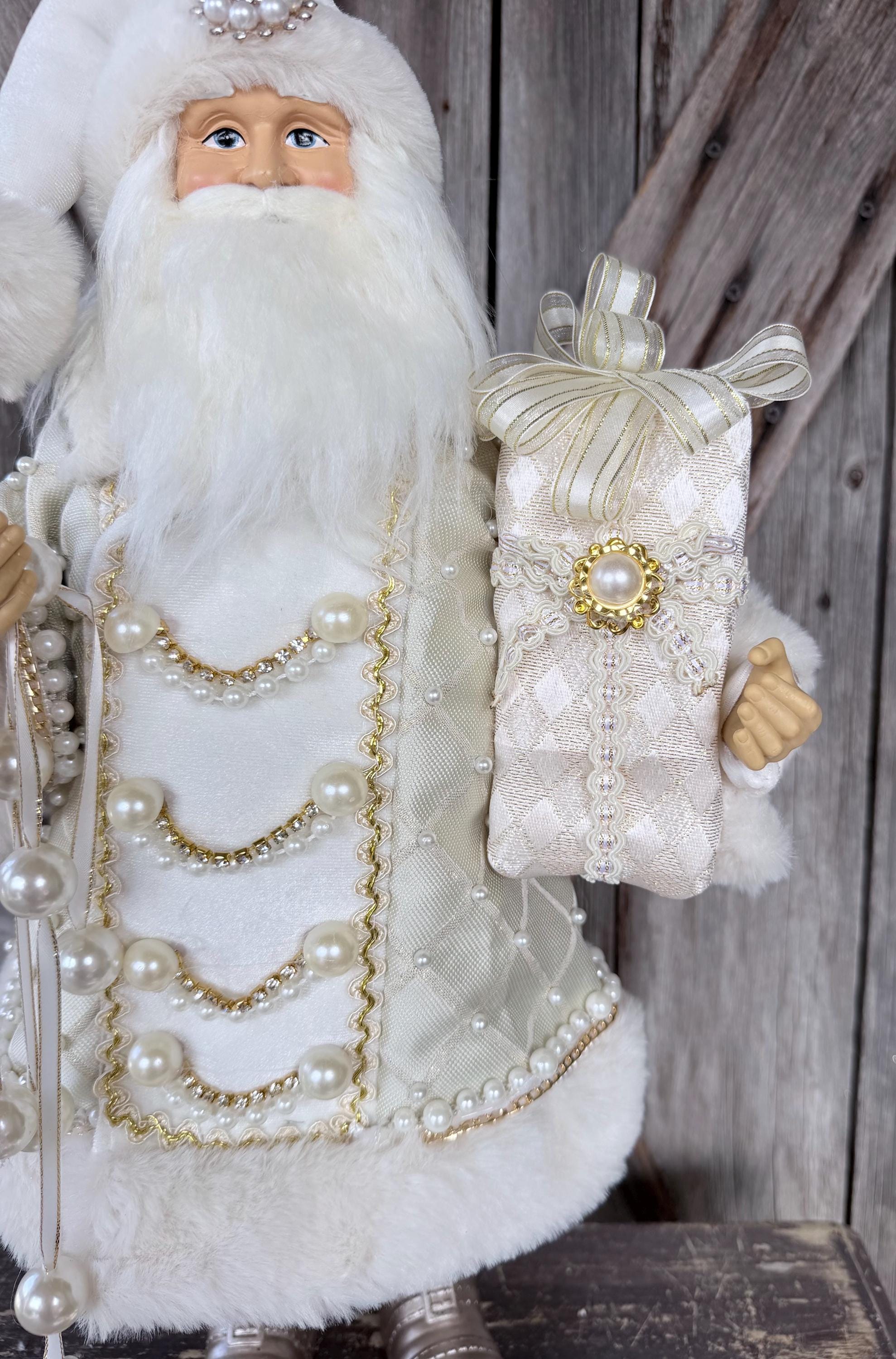 Pearl Jeweled Champagne Santa 18 inches