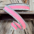 Light Pink Felted Tinsel Trim Wired Ribbon 1 Inch