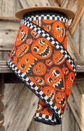 Jack O Lanterns Wired Ribbon 4 Inch