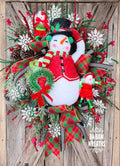 Snowman Wreath, Christmas Wreath, Holiday Wreath, Colorful Christmas Wreath, Whimsical Christmas