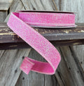 Pink Iridescent Glitter Wired Ribbon 5/8 Inch