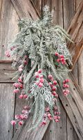 Flocked Snowy Pine with Red Berry Supersized Spray, Wreath Supply, Floral, 762